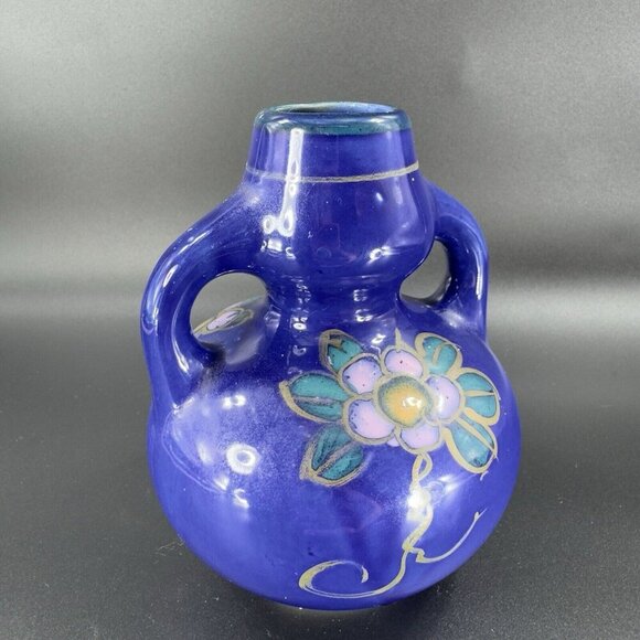 Vintage 1980s Japanese Porcelain Double Handle Vase Vessel Hand Made In Japan - Picture 9 of 12